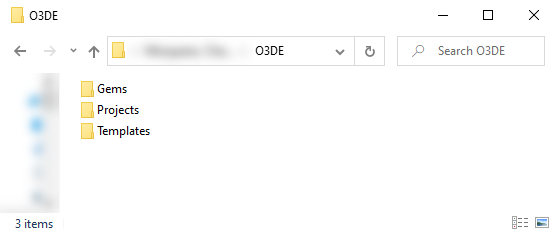 The O3DE directory in user's home directory.